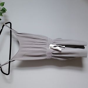 Women's Grey Sleeveless Jumpsuit with Drawstring Waist